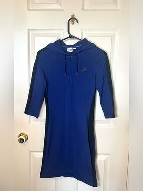 Puma Royal Blue Midi Hoodie Dress with Black Side Panels